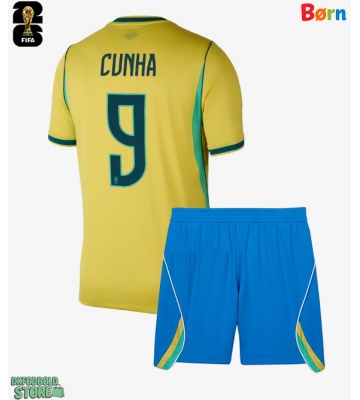 Brasilien Matheus Cunha #9 Replika Babytøj Hjemmebanesæt Børn VM 2026 Kortærmet (+ Korte bukser)